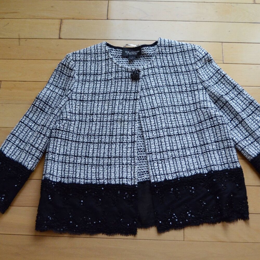 St. John Couture Tweed Tweed Pattern Evening Jacket Size 8